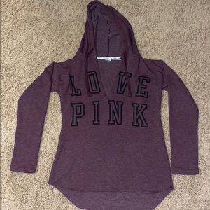 PINK v-neck hoodie.